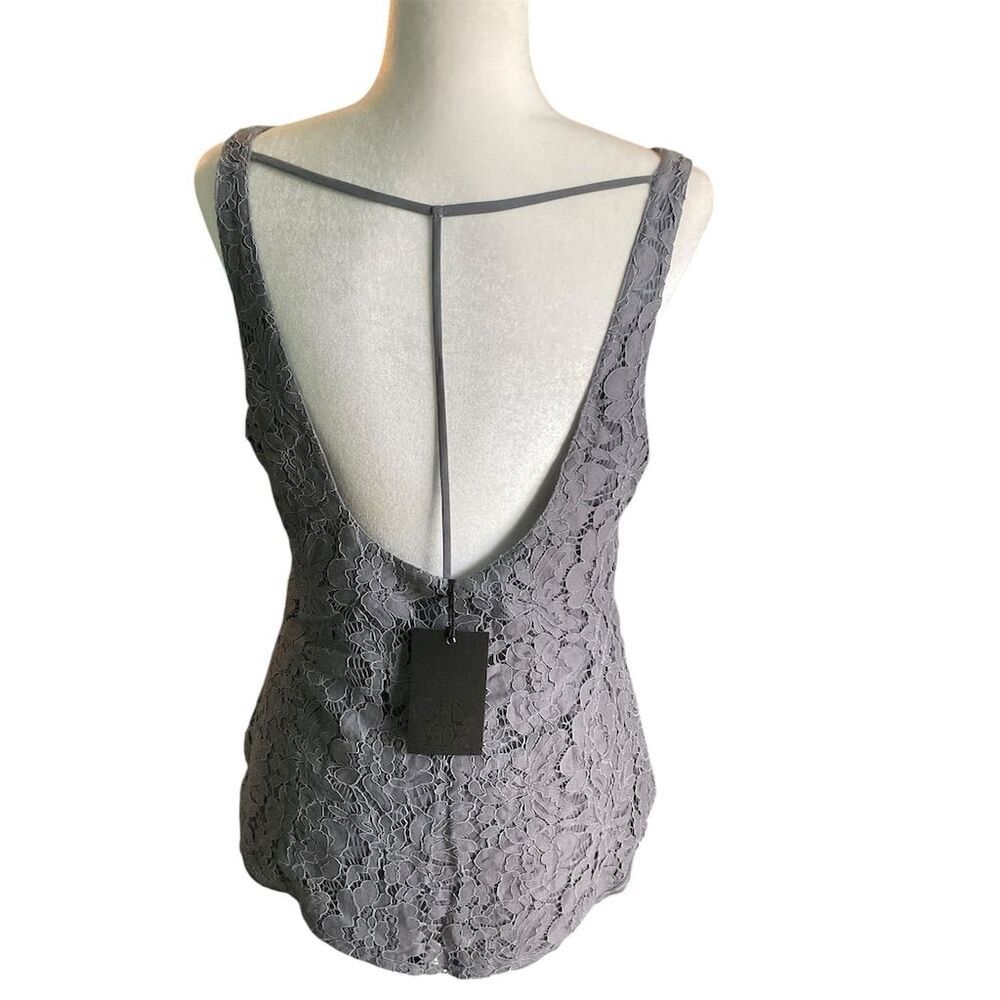 Chaser Women's Tank Top Size M Gray Lace Sleeveless Casual Cottage Camisole - Picture 5 of 10